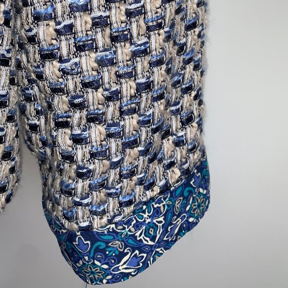 NEW CHICO'S Blue Ivory Tweed Jacket Size 3= Size 16/18 - Picture 7 of 11